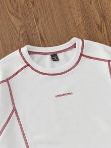 Manfinity Unisex 男士针织休闲日常宽松短袖T恤 - 白色 - 查看 3