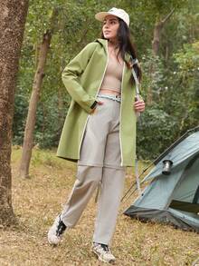 SHEIN In My Nature 女士拉链口袋可拆卸休闲户外裤 - 灰色 - 查看 4