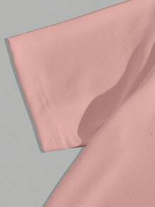 SWAVVY Men's Casual Solid Color Short Sleeve Knit Polo Shirt,Soft Pink,Summer,Golf,Versatile Men's Clothes,Collar Pink Tops - Pink - View 4