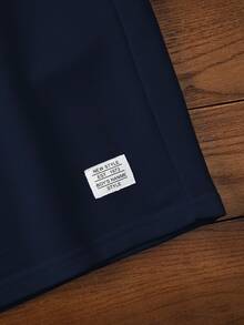 Manfinity NXTstreet 男士休闲纯色抽绳腰短裤，夏季百搭 - 寶藍色 - 查看 4