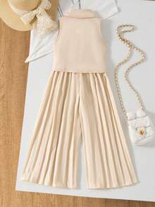 女童衬衫套装 - 杏色 - 查看 2