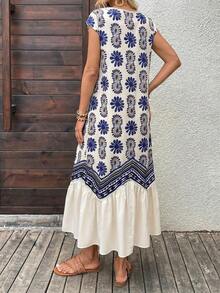 EMERY ROSE 女士长裙 夏季连衣裙 女士夏季服装 乡村音乐会服装 度假连衣裙 沙滩连衣裙 - 藍色 - 查看 2