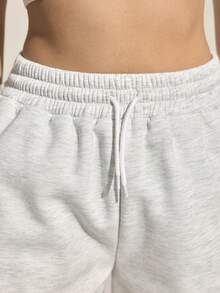 Exploreva Exploreva Damen Shorts mit Buchstaben-Muster, Kordelzug Taille, Outdoor Shorts zum Joggen für Damen, Damen Sweat Shorts - Grau - Übersicht 6