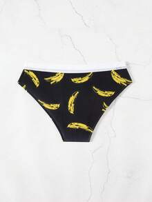 Manfinity KASUA Men's Vacation Beach Banana Print Swim Briefs Mens Swim Brief Mens Swimwear - Black - View 2