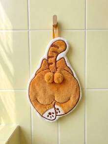 Joivida 柯基屁股猫咪挂式厨房毛巾套装 - 吸水性强，可重复使用的小毛巾，可爱卡通动物洗碗巾，潮流家居装饰，宠物爱好者趣味礼物，纯棉速干手巾，适用于浴室和厨房，柔软可水洗面巾 - 彩色 - 查看 2