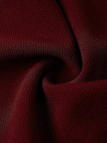 Ellevyn Fitted Round Neck Romantic Elegant Layered Ruffle Sleeve Dress - Burgundy - View 6