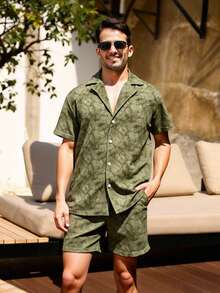 Palasendo Bộ đồ đi biển thường ngày dành cho nam giới: áo sơ mi và quần short. - Nhiều màu - Xem 5