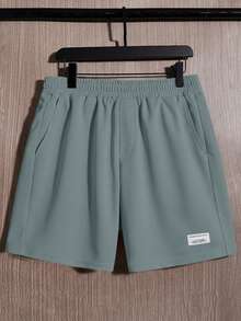 Manfinity Unisex 男士休闲百搭圆领卫衣短裤两件套 - 藍色 - 查看 6