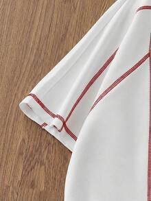 Manfinity Unisex 男士针织休闲日常宽松短袖T恤 - 白色 - 查看 5