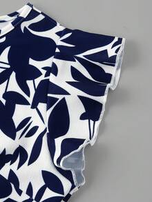 Ellevyn Ruffle Sleeve Waist Cinched A-Line Dress - Royal Blue - View 5