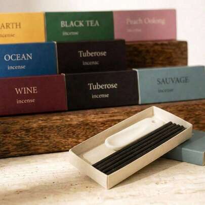 Cirelle 10 Pcs 9 Fragrance Incense Sticks Gift Set Long-Lasting Scent For Yoga Meditation Home Purifying Fit Ramadan Valentine New Year(Fragrance:Peach Oolong/Ocean/Wilderness/Charming Night Jasmine/Black Tea/Red Wine/Kunlun/Woody Earth/Coffee)