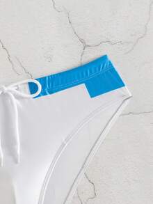 CoralVoy Men's Contrast Color Triangle Swim Trunks For Beach & Vacation Swimwear Red White And Blue Swimsuit Men S Swim Brief Men S G String Swimwear - White - View 4