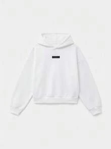SWAVVY Áo hoodie nam dệt kim dáng rộng, màu trơn, thích hợp mặc hàng ngày. - trắng - Xem 3