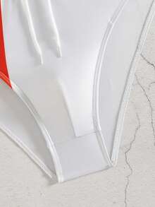 CoralVoy Men's Contrast Color Triangle Swim Trunks For Beach & Vacation Swimwear Red White And Blue Swimsuit Men S Swim Brief Men S G String Swimwear - White - View 3