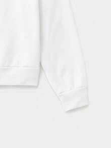SWAVVY Áo hoodie nam dệt kim dáng rộng, màu trơn, thích hợp mặc hàng ngày. - trắng - Xem 6