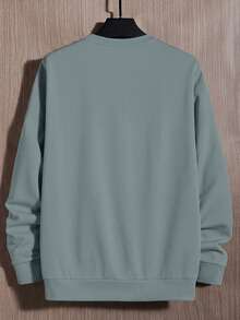 Manfinity Unisex 男士休闲百搭圆领卫衣短裤两件套 - 藍色 - 查看 9