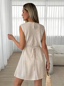 Easowa 女士迷你连衣裙度假装扮 女士假日装扮 休闲服装 - 杏色 - 查看 2