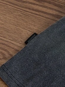 SWAVVY 男士针织休闲日常宽松长袖T恤，印有英文图案，年轻时尚 - 黑色 - 查看 6