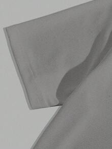 SWAVVY 男士休闲纯色短袖针织Polo衫，夏季百搭 - 灰色 - 查看 4