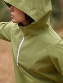 Exploreva 女士插肩袖拉链连帽户外夹克 女士雨衣 女士连帽外套 户外服装 - 綠色 - 查看 2