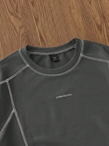 Manfinity Unisex Men's Knit Casual Daily Loose Short Sleeve T-Shirt - Dark Grey - View 3