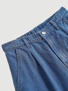 2 Peças Conjunto de Roupas Streetwear Versátil de Design Vintage Y2k Legal e Confortável para Meninas Adolescentes, Jaqueta Denim Curta Solta e Confortável e Calça Denim Plissada Confortável, Roupas Diárias e Roupas de Primavera a Verão para Meninas Adolescentes e Crianças, Roupas de Streetwear para Festivais e Raves - Azul - Visão 4