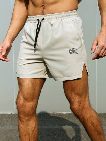 GymBeat 男士星形印花抽绳腰带运动短裤