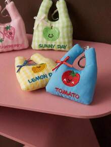 Joivida 1个可爱购物袋钥匙扣，多功能背包挂饰，钥匙链装饰，娃娃吊坠 - 彩色 - 查看 3