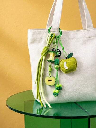 Joivida 2D Flat Keychain, Luxury PU Pendant For Women, Acrylic Hand-Woven Rope Bag Charm, High-End DIY Bag Accessory, Gift For Friends