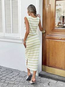 SHEIN LUNE Women's Casual Striped Sleeveless Tank Top And Skirt 2 Pieces Set, Suitable For Summer Vacation, Commute And Daily Wear - Multicolor - View 2