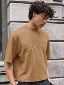 SWAVVY Men's Knit Casual Daily Loose Short Sleeve T-Shirt - Rust Brown - View 4