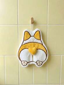 Joivida 柯基屁股猫咪挂式厨房毛巾套装 - 吸水性强，可重复使用的小毛巾，可爱卡通动物洗碗巾，潮流家居装饰，宠物爱好者趣味礼物，纯棉速干手巾，适用于浴室和厨房，柔软可水洗面巾 - 彩色 - 查看 3