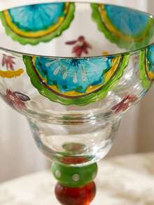 Cirelle 1个手绘向日葵酒杯，手工创意家用酒杯，手工花卉玻璃高杯，彩绘玻璃高杯，酒吧氛围手绘高杯，适合新年和情人节，是送给家人和朋友的理想礼物，家居装饰，生日礼物 - 彩色 - 查看 3