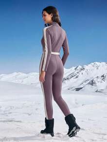 In My Nature 女士撞色长袖拉链连体滑雪服，适合户外滑雪，女士滑雪服 - 紫羅蘭色 - 查看 8