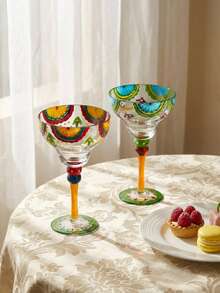 Cirelle 1个手绘向日葵酒杯，手工创意家用酒杯，手工花卉玻璃高杯，彩绘玻璃高杯，酒吧氛围手绘高杯，适合新年和情人节，是送给家人和朋友的理想礼物，家居装饰，生日礼物 - 彩色 - 查看 7