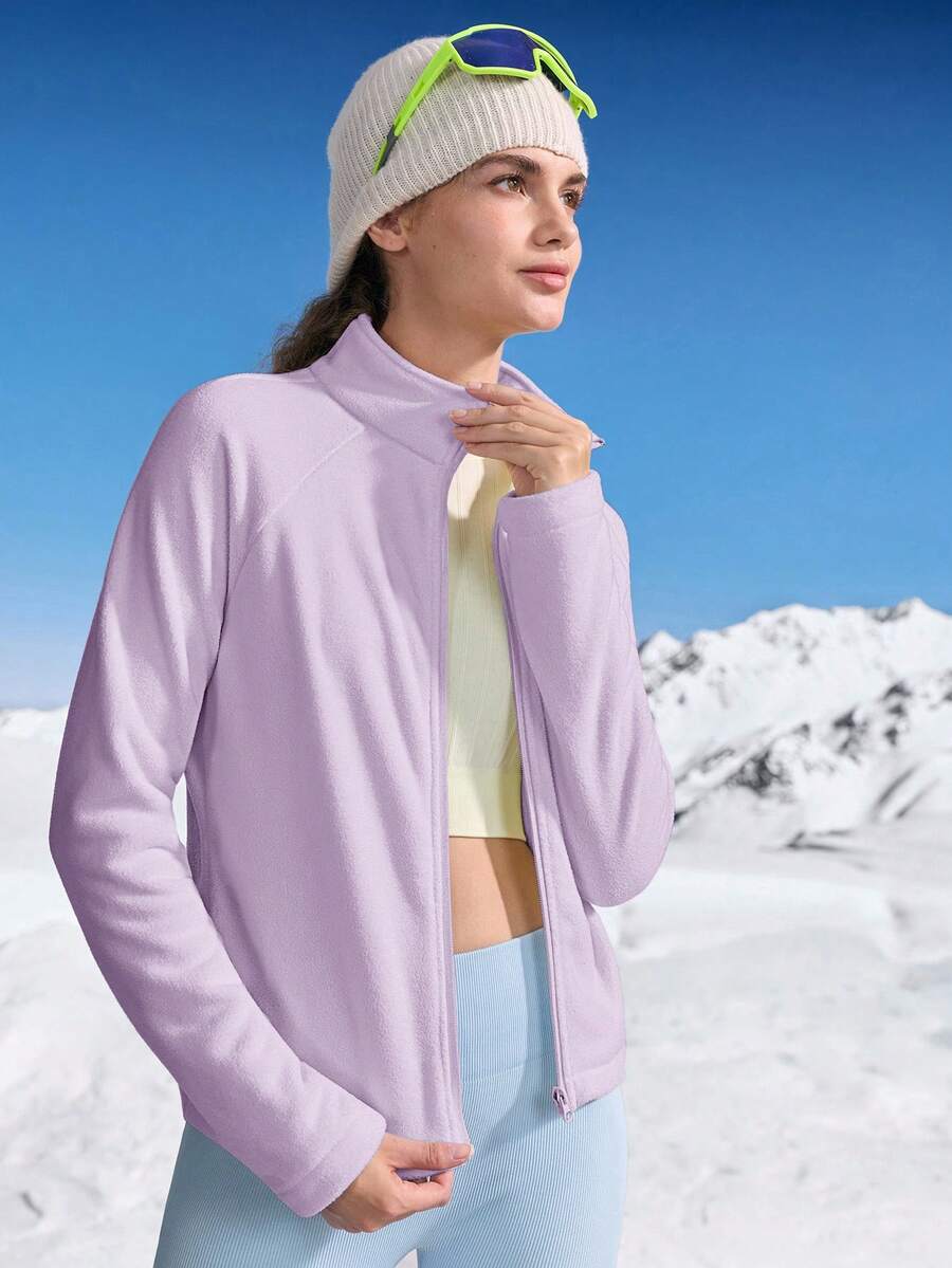 In My Nature Giacca in pile con chiusura lampo e maniche a raglan per abbigliamento sportivo da donna - Viola malva - Visualizzare 1