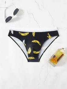 Manfinity KASUA Men's Vacation Beach Banana Print Swim Briefs Mens Swim Brief Mens Swimwear - Black - View 4