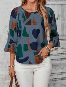 EMERY ROSE Áo kiểu đồng quê dành cho nữ - Màu xanh bụi bặm - Xem 5