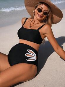 SHEIN Maternity Beach Bikini Set - Black - View 2