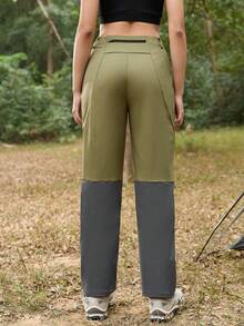 SHEIN In My Nature Women's Zipper Pocket Straight Loose Outdoor Pants - Army Green - View 5