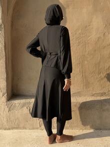 Swim Mulvari Women's Modest Solid Color Burkini Set - Black - View 2