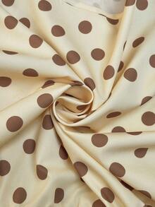 SHEIN LUNE 女士休闲波点短袖衬衫和短裤两件套，适合夏季、度假、通勤和日常穿着 - 鵝黃色 - 查看 9