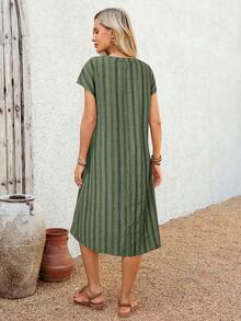 EMERY Vestido casual y de viaje de longitud media de unicolor para mujer - Verde Oscuro - Ver 3
