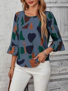 EMERY ROSE Áo kiểu đồng quê dành cho nữ - Màu xanh bụi bặm - Xem 4