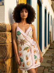 CAJUNI 热带度假可爱度假迷你裙 - 米色 - 查看 3