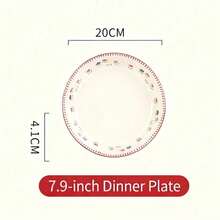 Cirelle Vajilla de cerámica esmaltada de alta temperatura con platos con diseño floral de SOLECASA, fácil de limpiar, apta para microondas y lavavajillas - Rojo y blanco - Ver 8