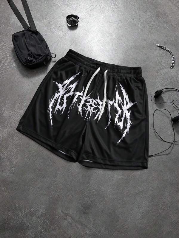 Sport MetroGents Men's Summer Graphic Print Drawstring Waist Knit Sports Shorts