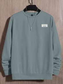 Manfinity Unisex 男士休闲百搭圆领卫衣短裤两件套 - 藍色 - 查看 7