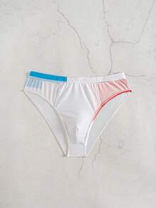 CoralVoy Men's Contrast Color Triangle Swim Trunks For Beach & Vacation Swimwear Red White And Blue Swimsuit Men S Swim Brief Men S G String Swimwear - White - View 5