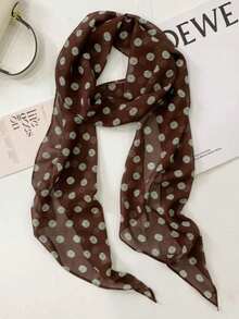 Joivida 1条/2条装法式复古棕色波点长款真丝围巾，女士百搭多功能头巾、围巾、颈饰 - 絲巾 - 查看 12